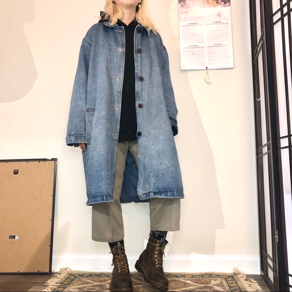 Denim blue Jean full length duster trench coat!